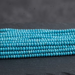 Perles de turquoise naturelle facettées rondes de 4 mm, brin de 13 pouces de long, haute qualité, EMINENT JEWEL - Product Image 3