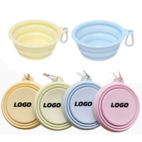 Bols de voyage imperméables pour chats en gros OEM/ODM, bols pliables en silicone colorés personnalisés avec logo, portables pour l'extérieur