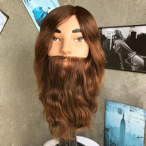 Tête de mannequin pour hommes avec barbe en cheveux naturels - 100% cheveux humains, couleur et longueur de <span class=keywords><strong>la</strong></span> peau/couleur des cheveux personnalisables pour <span class=keywords><strong>la</strong></span> formation professionnelle des barbiers - Product Image 1