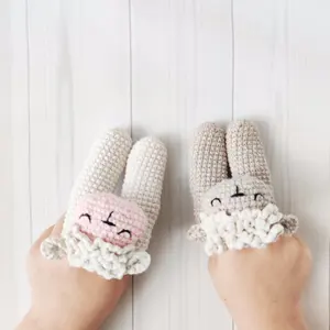 Crianças Crochet Animal Amigurumi Finger Dolls Presente de Natal Crochet Two Finger Puppets Sheep Finger Puppets