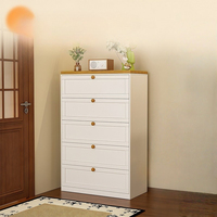 Commode crème et blanche pour chambre et salon, armoire de rangement avec poignées dorées