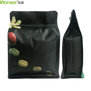 Coffee Bag NEW Factory Eco Friendly Square Bottom Gravure Printing Flat Bottom Food Packaging Bag With Valve And Zipper