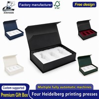 Boîte cadeau à couvercle rabattable en carton rigide noir mat avec logo personnalisé, emballage de luxe en papier pour mariage, anniversaire, cadeau