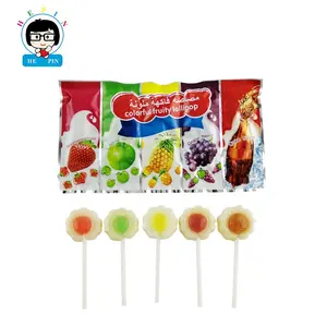 New Design Colorful Fruit Flavor Lollipop Cute Sweet Mini Flower Shaped Hard Lollipop