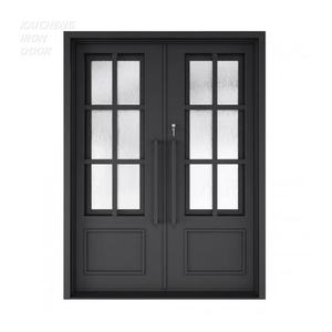 Portes <span class=keywords><strong>d</strong></span>'<span class=keywords><strong>entrée</strong></span> doubles en fer forgé sur mesure de haute qualité avec fibre de verre pour la sécurité de l'<span class=keywords><strong>entrée</strong></span> principale des villas et des maisons - Vente chaude - Product Image 1