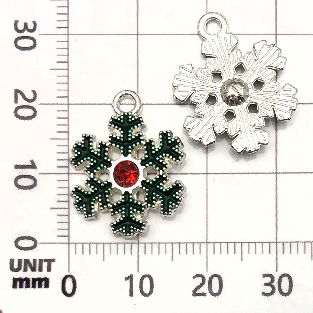 Un flocon de neige de Noël vert dégoulinant d'huile - 1,2 g - 17*22 mm - 14312