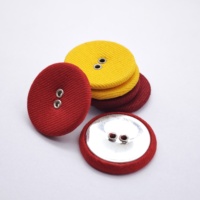 En stock, boutons recouverts de tissu sergé de qualité supérieure à 2 trous avec œillets métalliques, boutons plats à coudre de couleurs assorties pour vêtements de mode