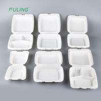 Emballage alimentaire à emporter en vrac noir robuste, conteneur en plastique jetable pour repas avec couvercle à charnière noir, boîte à clapet à emporter