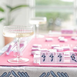 Jeu de tuiles de mahjong de luxe en acrylique, violet et rose, avec pieds pliants en métal, automatique, pour 4 joueurs, jeu pour enfants - Product Image 6