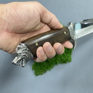 Cuchillos <span class=keywords><strong>de</strong></span> caza con mango <span class=keywords><strong>de</strong></span> madera <span class=keywords><strong>de</strong></span> aspecto feroz con tratamiento <span class=keywords><strong>de</strong></span> espejo en relieve <span class=keywords><strong>de</strong></span> Lobo, cuchillos <span class=keywords><strong>de</strong></span> hoja fija con vaina, cuchillos huntimg - Product Image 4