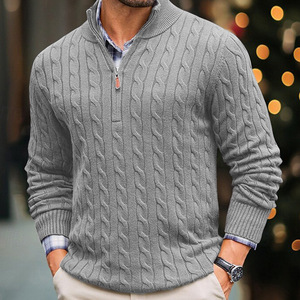Herfst Winter Trui Heren Slim-Fit Rits Half Hoge Kraag Lange Mouwen Pullover Twisted <span class=keywords><strong>Sweater</strong></span> Plus - Product Image 1