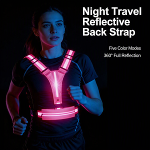 SORADD Gilet de sécurité réfléchissant à LED, haute visibilité, course de nuit, cyclisme, coupe ajustée, harnais léger réglable, 3 modes d'éclairage - Product Image 1