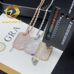 Colgante Placa de Identificación de Moissanita Estilo Hip Hop Iced Out en Plata Esterlina 925 con Cadena de Cuerda, Joyería Lista para Enviar - Product Image 5