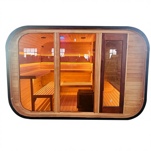 Sauna a Vapore Elettrica da Esterno in Cedro Rosso Canadese Trasparente, Design Moderno, Cubo in Legno Massello - Product Image 5