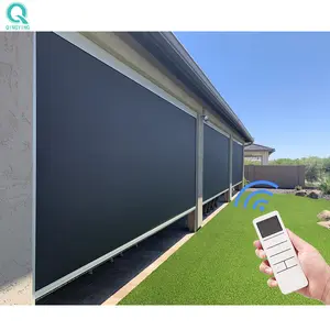 サンシェードブラックアウト自動電動ジップトラックブラインドPVCガーデンパティオ防風管状モータージップスクリーン屋外ローラーブラインド