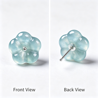 Boucles d'oreilles en jadéite bleu glacial naturel en forme de fleur de prunier, type A, en jade guatémaltèque, pour femmes, vente en gros