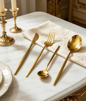 Ensemble de couverts portugais en acier inoxydable 430SS plaqué titane or PVD, finition miroir, ustensiles modernes pour mariage, hôtel de luxe