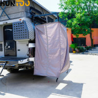 Huntoo Remorque de camping pliable 4x4 de haute qualité pour overlanding, style moderne, en aluminium, pour pick-up, avec toit relevable
