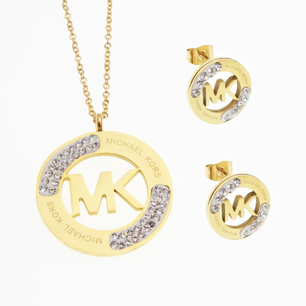 Gold Jewelry Sets Women 316 Stainless Steel Jewelry Gold Plated G Letter Jewelry Necklace Set joyeria