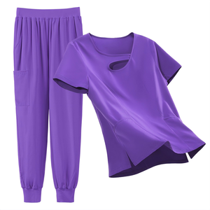 Ensemble de blouses médicales pour femmes et hommes, col en V, haute qualité, multi-poches, pour salon de manucure et travail en milieu hospitalier - Product Image 3