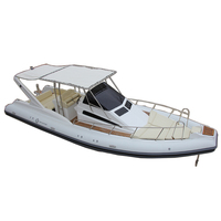 Bateau de patrouille RIB 960 à coque rigide haute vitesse de 29 pieds certifié CE, coque en fibre de verre, bateau pneumatique sportif en Hypalon/PVC, T-Top, plongeur