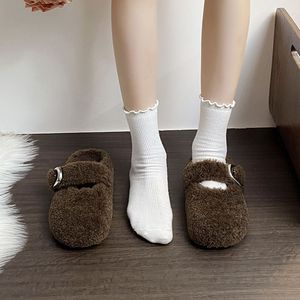 Pantoufles confortables <span class=keywords><strong>en</strong></span> fourrure pelucheuse pour femmes, mules <span class=keywords><strong>d</strong></span>'hiver chaudes <span class=keywords><strong>en</strong></span> fourrure Teddy avec boucle réglable pour l'intérieur et l'extérieur - Product Image 3