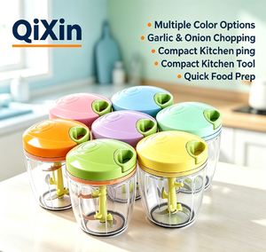 Picadora de Ajo Manual con Cuerda, Cortador de Verduras de Acero Inoxidable y Plástico, Procesador de Alimentos Portátil Multifunción para Cocina, Picador de Cebolla - Product Image 1