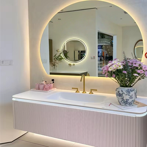 Light luxury French cream style integrated ceramic basin intelligent mirror LED light bathroom cabinet - Product Image 2
