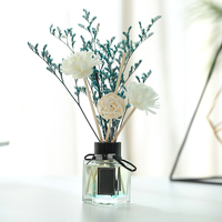 Diffuseur de parfum à bâtonnets de fleurs séchées 50 ml avec nœud décoratif, huile essentielle longue durée pour la maison et la salle de bain