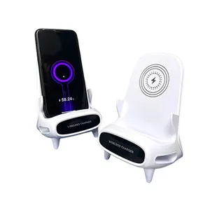 Haut-parleur vertical de bureau 15W pour téléphone portable Petite chaise en forme de QI Charge rapide Chargeur sans fil Support de support pour iPhone15
