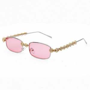 Lunettes de soleil rectangulaires vintage UV400 tendance 2020, unisexes, avec strass et monture en métal - Product Image 4