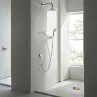 Ensemble de douche encastré moderne en laiton et acier inoxydable, avec robinet mural de salle de bain, style classique en céramique, pommeau de douche pluie et douchette à main