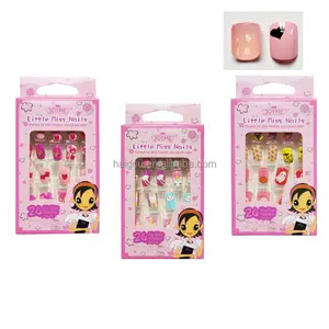 Child Harmless Nail with Glue Tips Coffin Press on False Nails Art Stick Designs Artificial Full Cover Detachable Box