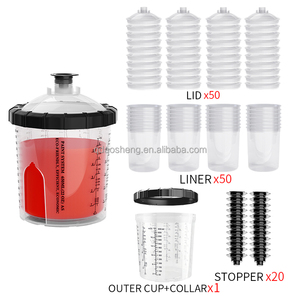 Kit de gobelets jetables pour mélange de <span class=keywords><strong>peinture</strong></span> avec échelle graduée pour <span class=keywords><strong>pistolet</strong></span> de pulvérisation, idéal pour la retouche automobile et la <span class=keywords><strong>peinture</strong></span> de carrosserie - Product Image 2