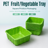 Barquette alimentaire en APET/RPET/PET carrée verte pour fruits et légumes, barquette d'emballage scellée pour produits agricoles frais de supermarché