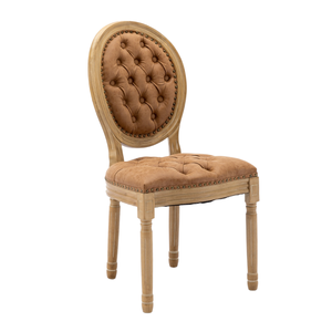 Elegante Silla de Comedor Moderna de Lujo en Cuero PU Color Arena, Diseño Francés Antiguo, Tapizada con Madera Maciza, Juego de 2 para Hotel y Oficina en Casa - Product Image 1