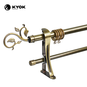 Tringles à rideaux KYOK de style nordique en fer anti-rouille avec doubles supports et accessoires en aluminium pour fenêtres - Product Image 4