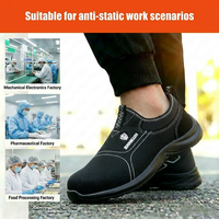 Sepatu Keselamatan Anti-Statik ESD Kain Rajut Seluruh Bagian, Pelindung Baja di Ujung Jari, Anti Tusuk, Ringan, Bernapas, Model Rendah, Musim Semi Musim Panas