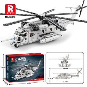 Reobrix 33037 Avion <span class=keywords><strong>militaire</strong></span> Blocs de construction Avion modèle d'<span class=keywords><strong>hélicoptère</strong></span> de <span class=keywords><strong>transport</strong></span> Ch-53 Blocs de construction en briques Jouet avion de chasse Cadeau pour enfants - Product Image 6
