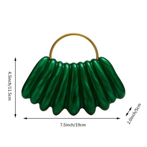 Sac de soirée plissé en acrylique pour femme, pochette marbrée avec poignée supérieure en métal, idéal pour cocktails et soirées formelles - Product Image 6