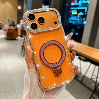 Coque de protection tendance en métal avec diamants et paillettes dégradées pour iPhone 17 16 15 Pro Max