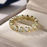 Nouvelle bague de mode en forme de bulle, sertie clos, cadeau de mariage ou d'anniversaire, bague en moissanite de 3 mm, bague éternité empilable pour femme