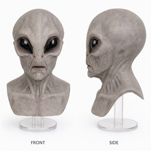Máscara de Látex de <span class=keywords><strong>Extraterrestre</strong></span> Gris, Cabeza Completa con Hombros, Máscara Realista de Halloween con Ojos Grandes de Almendra, 5 Colores para Cosplay - Product Image 5