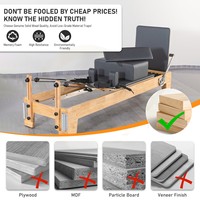 Reformer de Pilates en chêne de luxe, esthétique moderne, équipement de Pilates de précision