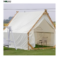 Tente de glamping de luxe |   Cabane triangulaire en bois avec toile enduite de PVC imperméable pour complexe hôtelier, gîte, camping, taille personnalisée