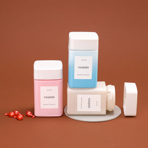 Etiqueta personalizada, botella de suplemento de <span class=keywords><strong>Farmacia</strong></span> de vidrio cuadrado púrpura vacía, contenedor de cápsulas, tapón de rosca, <span class=keywords><strong>tratamiento</strong></span> de superficie de serigrafía - Product Image 2