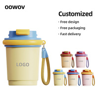 OOWOV Tasse de voyage professionnelle en acier inoxydable 11 oz, nouveau style, avec logo personnalisé, thermos à café avec couvercle, tasse à café quotidienne pour le bureau