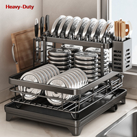 Support d'évier mobile multifonctionnel moderne en acier au carbone robuste, thermolaqué, double couche, résistant à la rouille