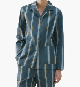 Ensemble de pyjama vintage 100% coton fait main, respirant, unisexe, imprimé rayé élégant, vêtements de nuit d'été, vêtements de maison doux, vêtements de nuit pour femmes - Product Image 1