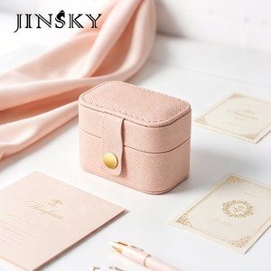JINSKY Modern <b>Mini</b> Jewelry <b>Box</b> Portable Ring Earring <b>Storage</b> Travel Trinket Organizer Case Women Accessories Wholesale - Product Image 4